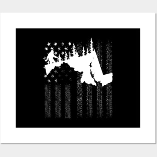 Maryland Bigfoot American Flag Posters and Art